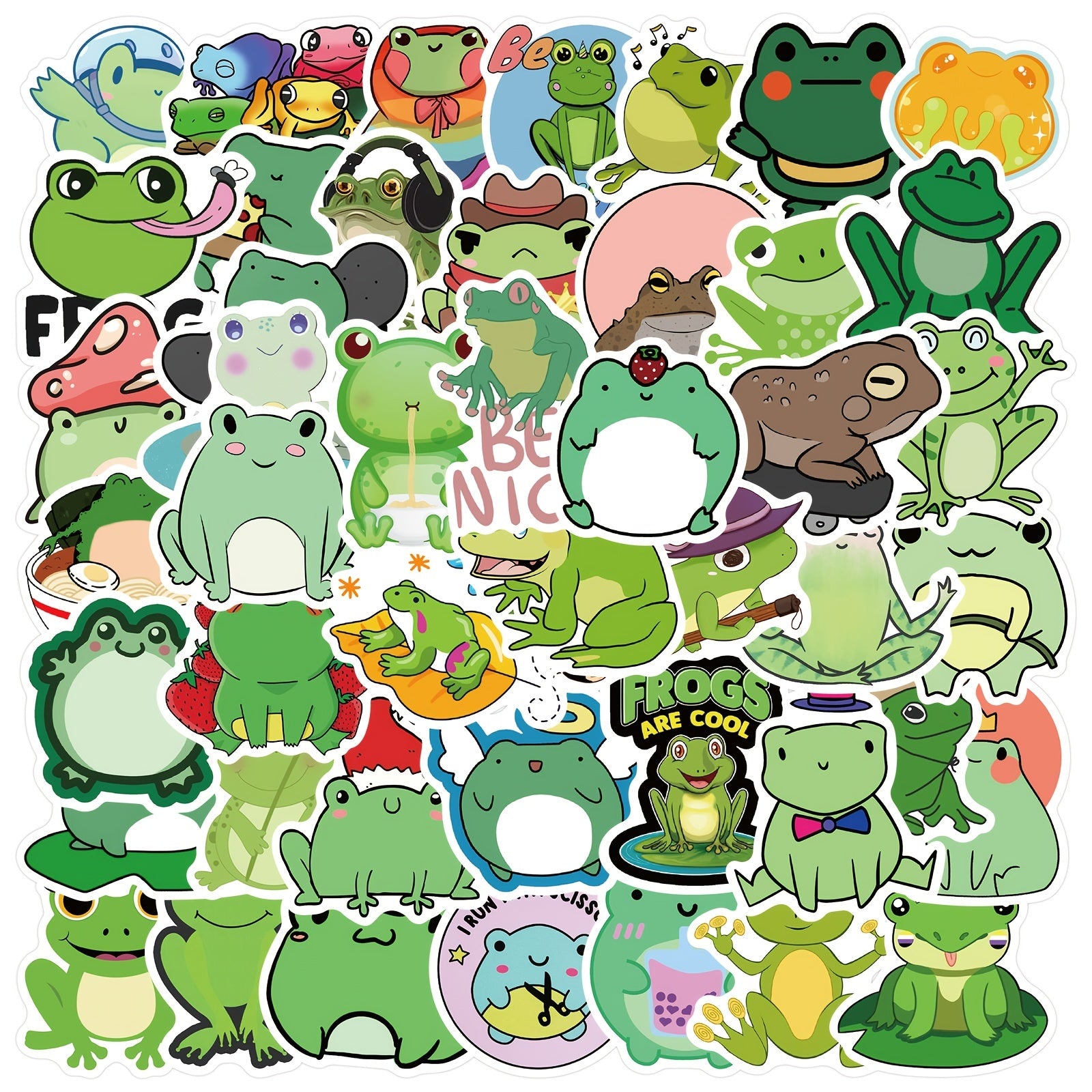 Frog Doodle Stickers for Motorcycle Luggage Waterproof Stickers