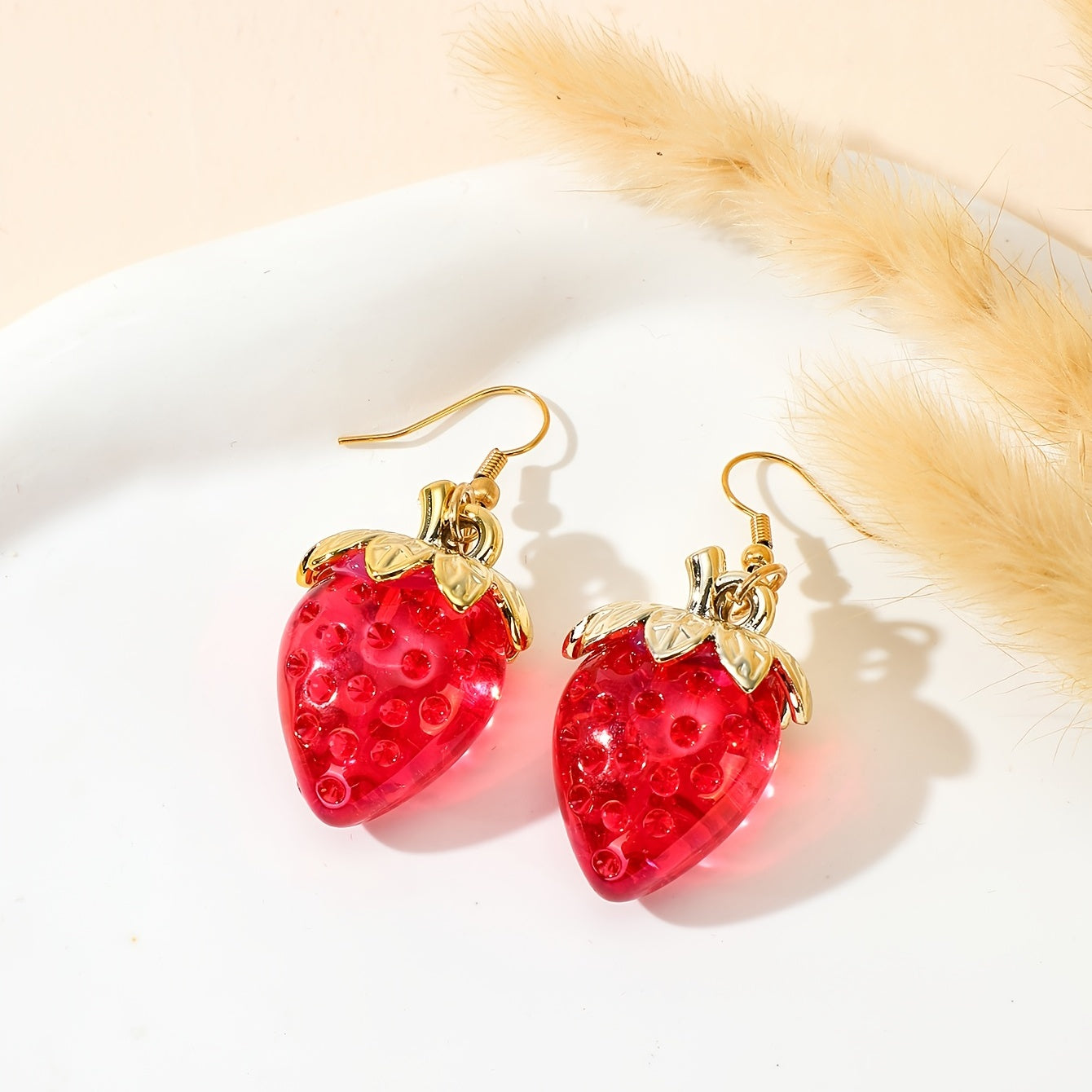 Strawberry Resin Earrings Fun Fruit Earrings For Women Girls