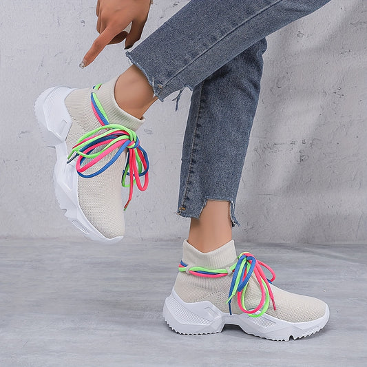 Colorful Rope Decor Comfort Running Shoes Soft Sole Mesh Lightweight Shoes