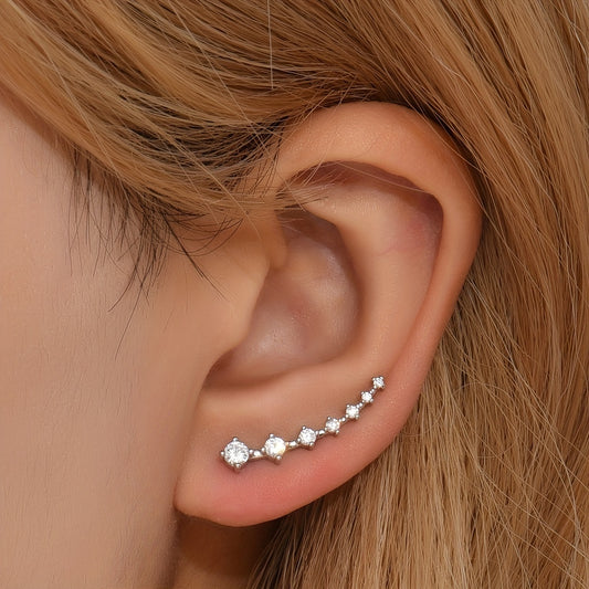 Zircon Decor Earrings Minimalist Style Copper 14K Plated Jewelry