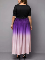  Ombre Print Short Sleeve Maxi Dress