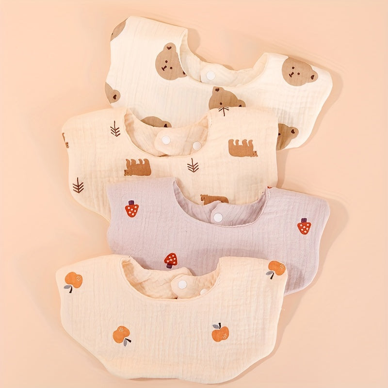 2pcs Set Baby Bibs 6 Layers Cotton Petal Bibs Infants Print Crepe Bibs