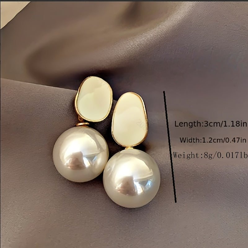 Faux Pearl Dangle Earrings Alloy Ear Jewelry Female Decor Gift