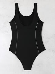  Sexy Swimsuit Women's Plus Line Print Scoop Neck One Piece