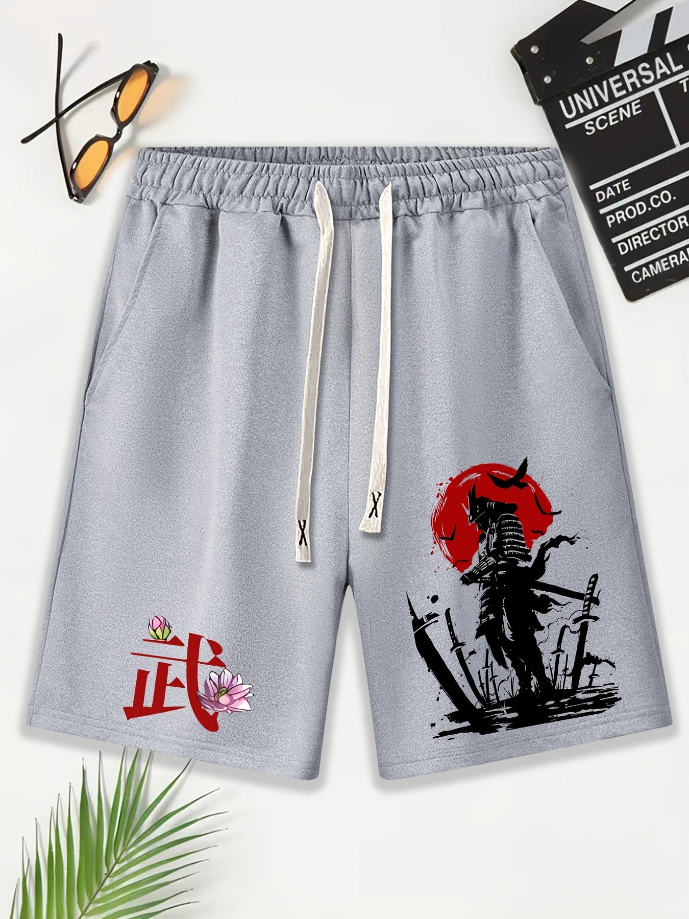 Warrior Pattern Comfy Shorts Men's Casual Elastic Waist Drawstring Shorts