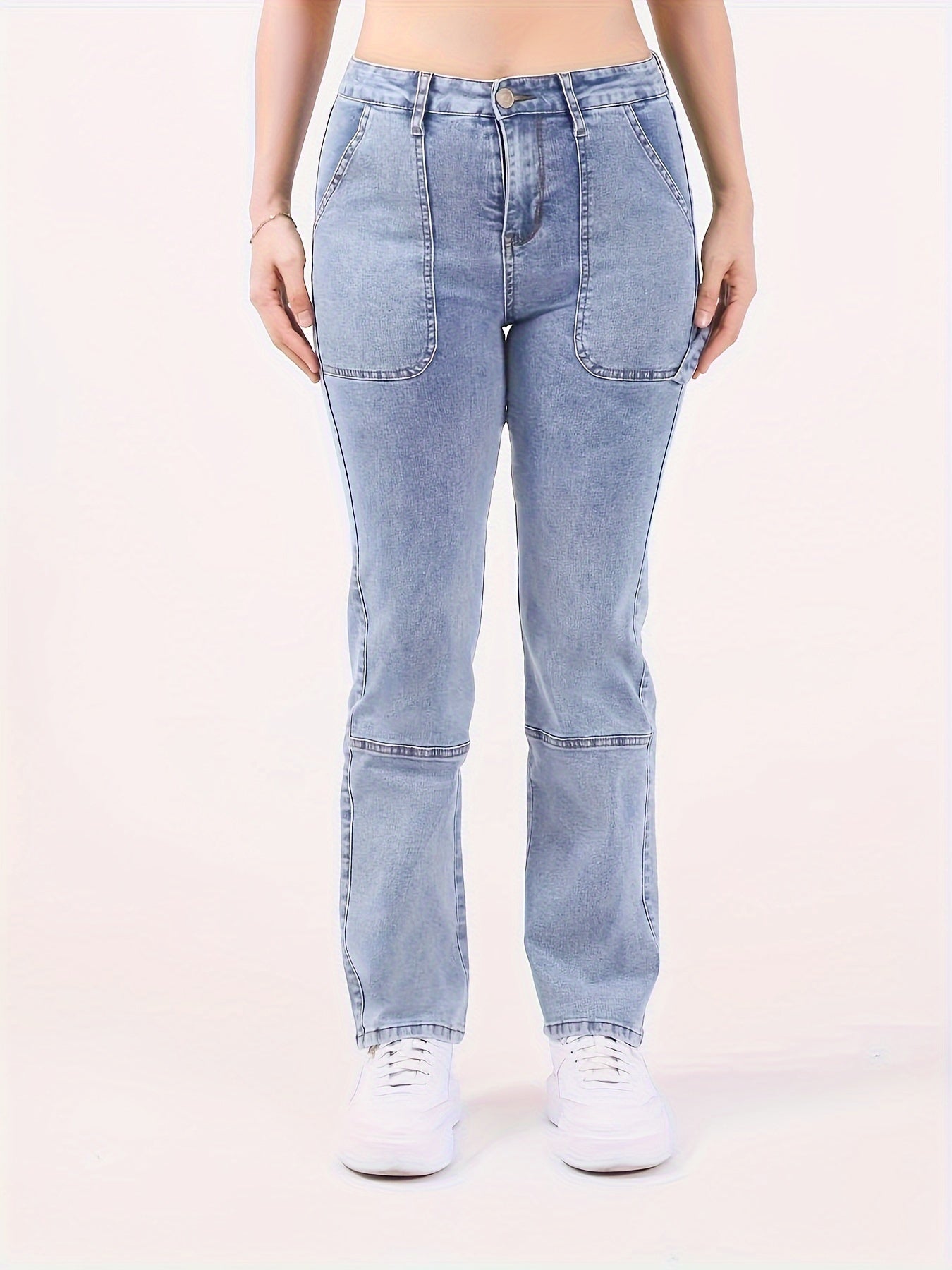  High Rise Straight Leg Jeans