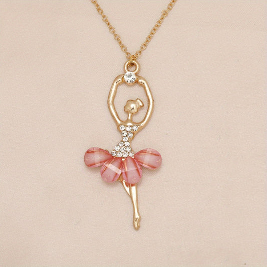 Pink Skirt Ballet Girls Necklace Pendant Birthday Gift For Girls