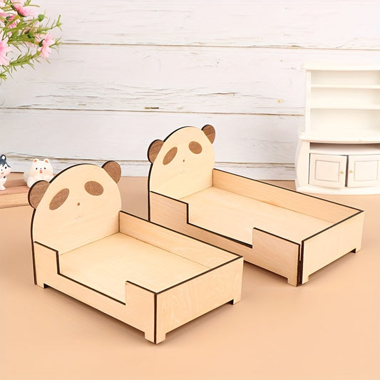 1/12 Dollhouse Mini Bed Cartoon Style Bedroom Furniture