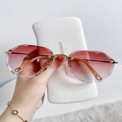 Large Rimless Sunglasses Gradient UV400 Sun Shades for Driving