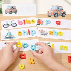 Wooden Educational Toy for Kids Word Recognition & Spelling Memory Matching Game