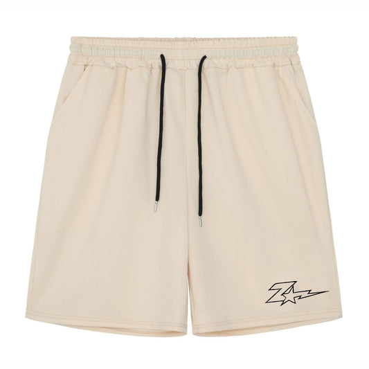 Lightning & Star Pattern Comfy Shorts Mens Casual Elastic Waist Drawstring