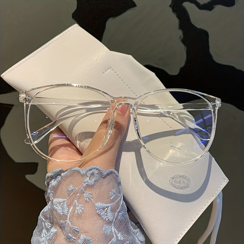 Light Blocking Glasses Oval Clear Lens Anti Eyestrain Computer Gaming Glasses