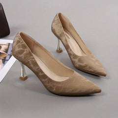 Women's Satin Pointed Toe Slip-On Stiletto Heels Pumps