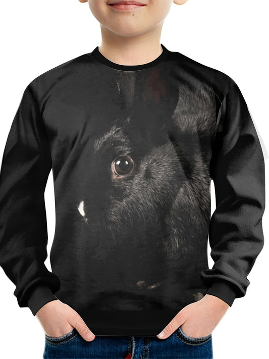 Rabbit 3D Print Boys Sweatshirt Long Sleeve Pullover Top