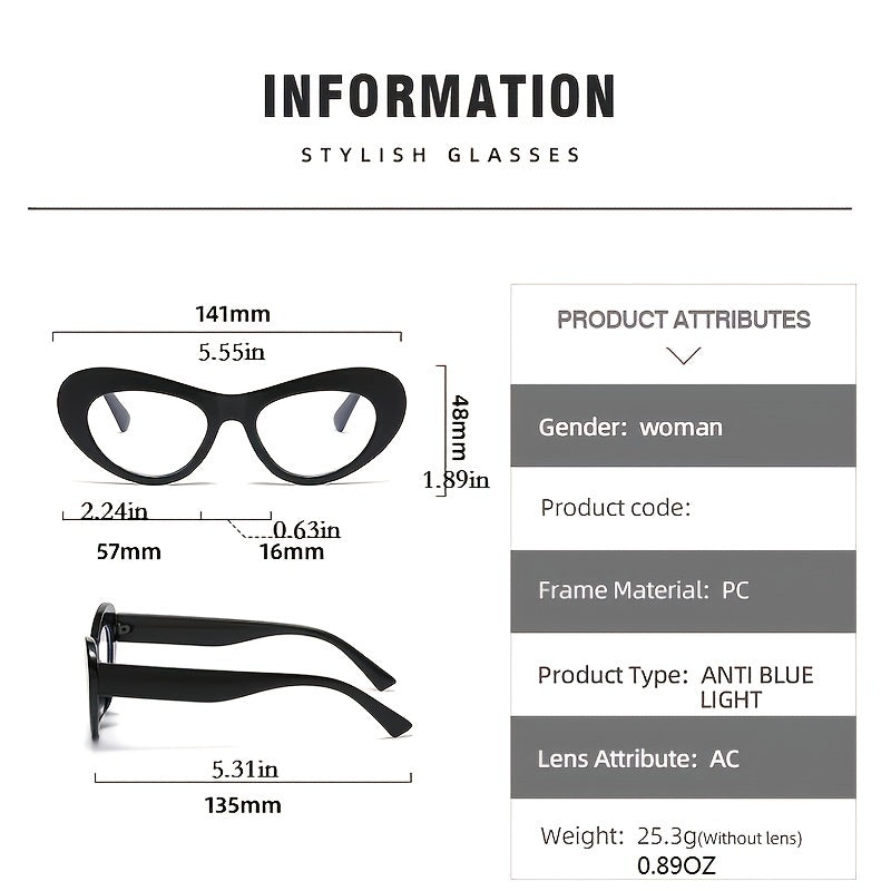 Women's Oval Spectacles Lens Leopard Print Frame Light Blocking Glasses