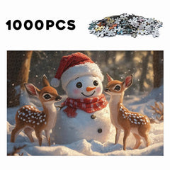 Snowman & Reindeer Jigsaw Puzzle 1000pcs Winter Scene Festive Gift