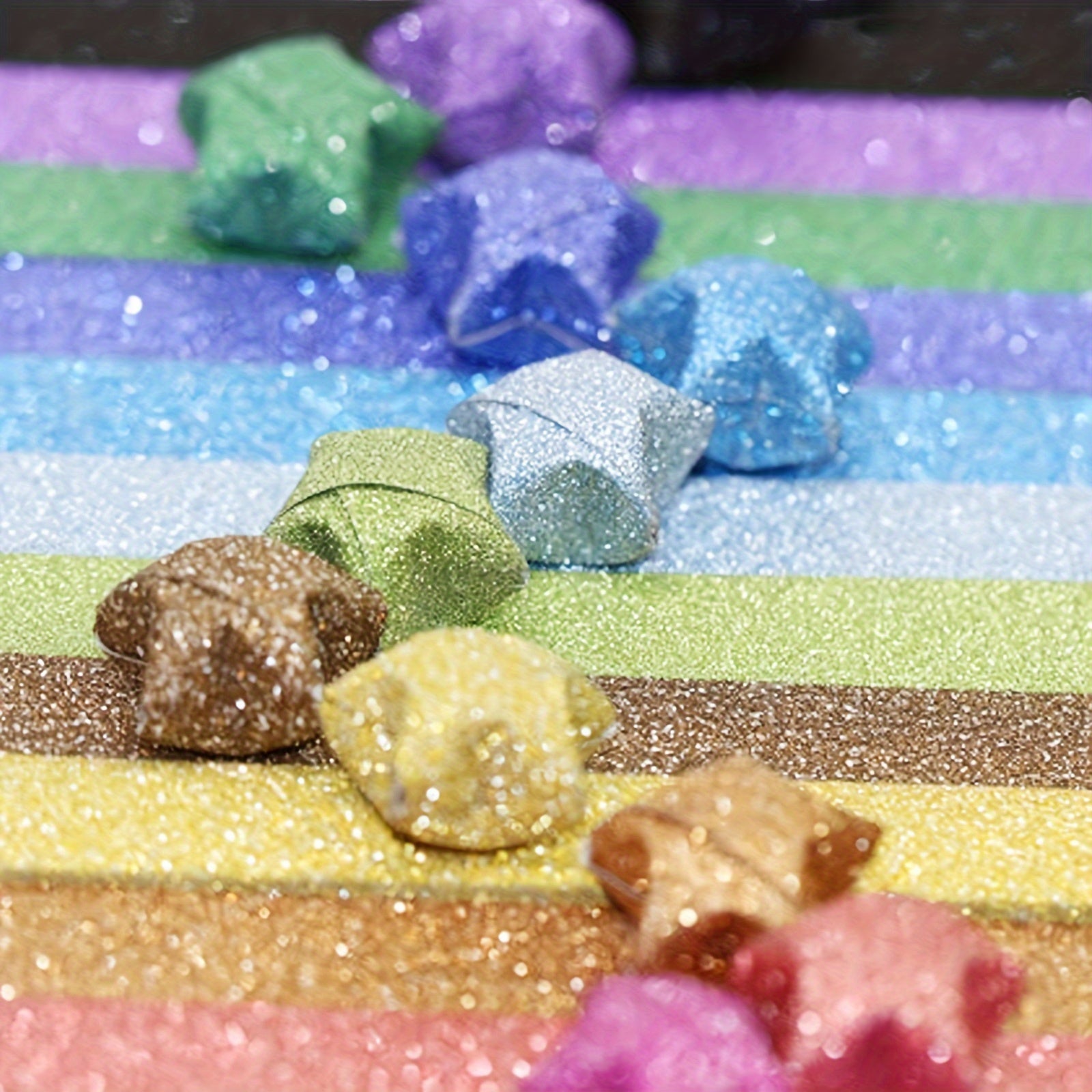 360pcs Vibrant Glitter Star Origami Paper Strips - Creative Decoration
