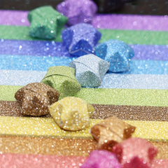 360pcs Vibrant Glitter Star Origami Paper Strips - Creative Decoration
