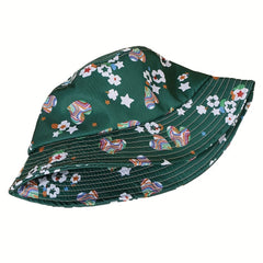 Flower Print Fisherman Hat Wide Brim Bucket Hat For Men