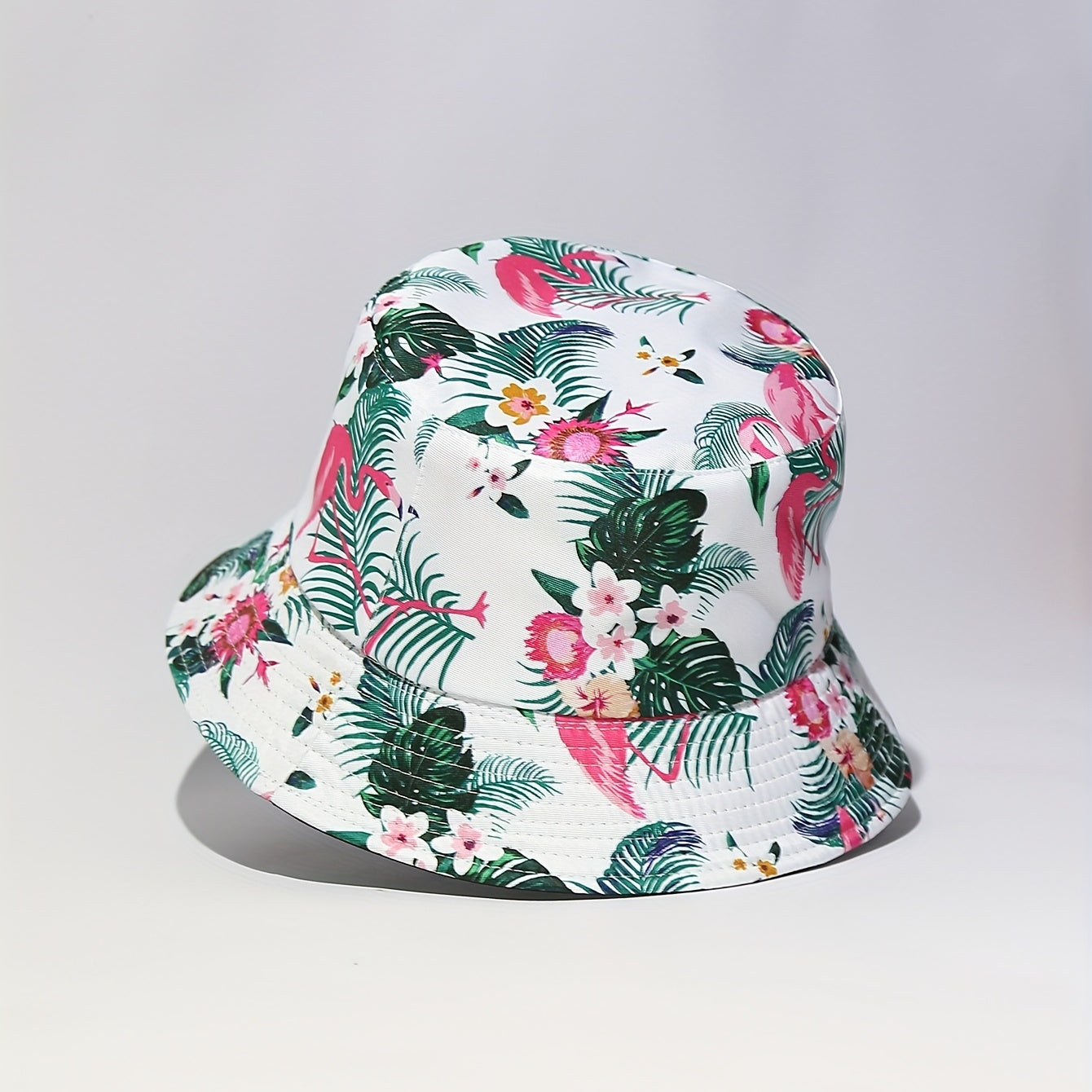 Flamingo Leaf Print Bucket Hat Lightweight Sun Hats