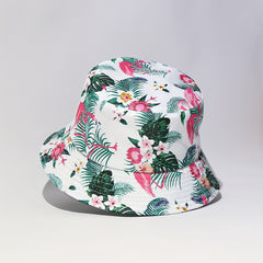 Flamingo Leaf Print Bucket Hat Lightweight Sun Hats