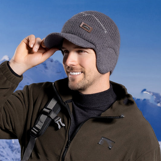 Winter Outdoor Ear Protection Cap Warm Knit Hat Thickened Wide Brim Hat