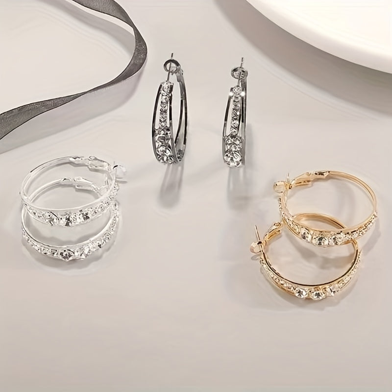 Explosive Style Wind Rhinestone Large Circle Earrings
