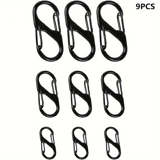 10pcs Metal Lock Clip Keychain S Shaped Buckle Outdoor Camping Hiking Travel
