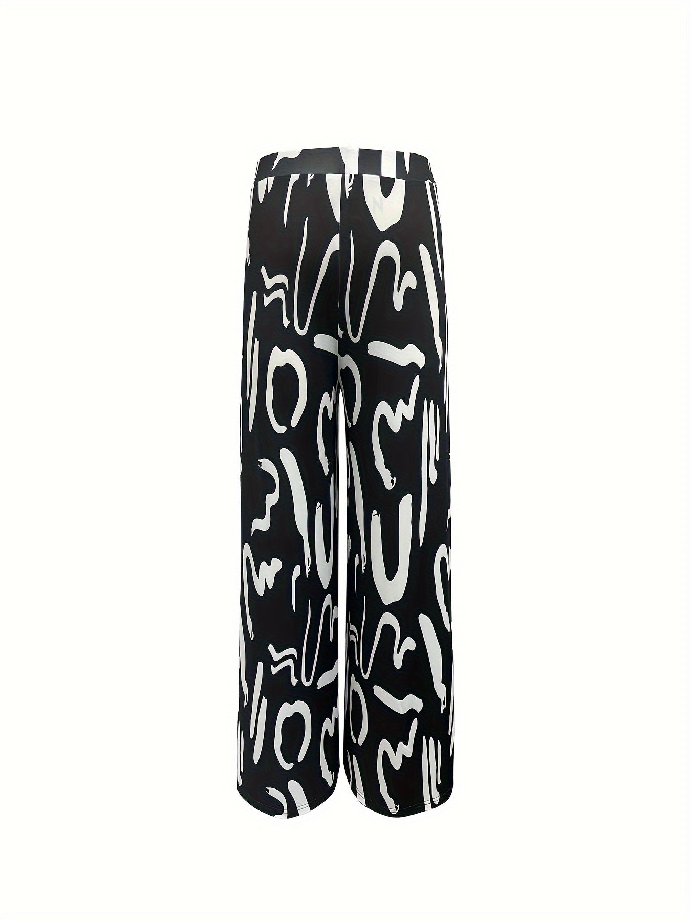  Graffiti Print Wide Leg Trousers