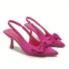 Women's Bowknot Slingback Heels Slip On Shoes