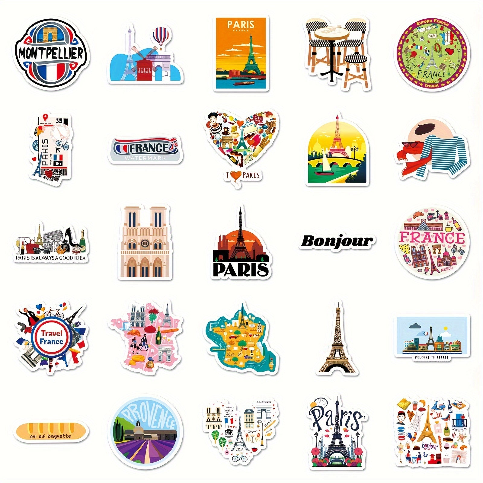 50 French Graffiti Stickers Laptop Helmet Water Cup Decor