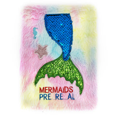 Mermaid Tail Plush Notebook A5 Wide Grid 80 Sheets Soft Furry Cover