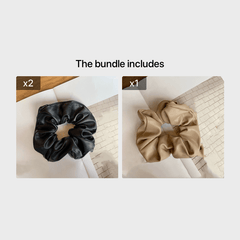 Leather Hair Scrunchies Ponytail Holders Thick Hair Bands Elastic Ties