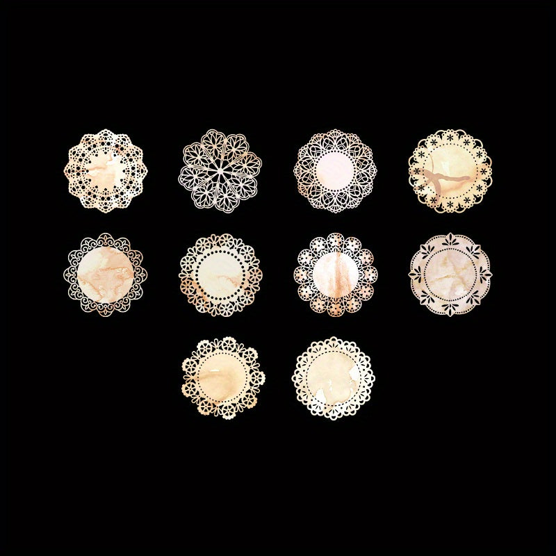 10pcs Retro Lace Decorative Paper for DIY Bullet Journal