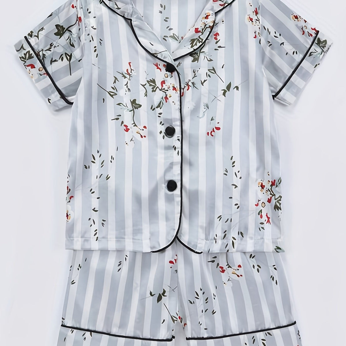 Kids Satin Pajamas Sets Girls Boys Button Down Pjs Short Sleeve Nightwear