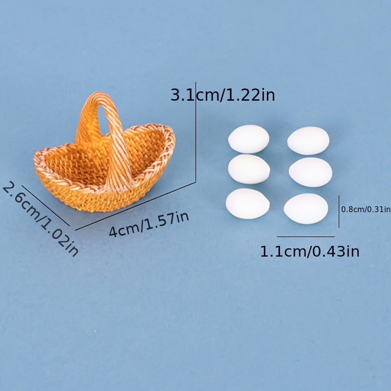 Dollhouse Miniature Chicken Egg Basket for Kitchen Scene Model