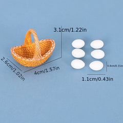 Dollhouse Miniature Chicken Egg Basket for Kitchen Scene Model
