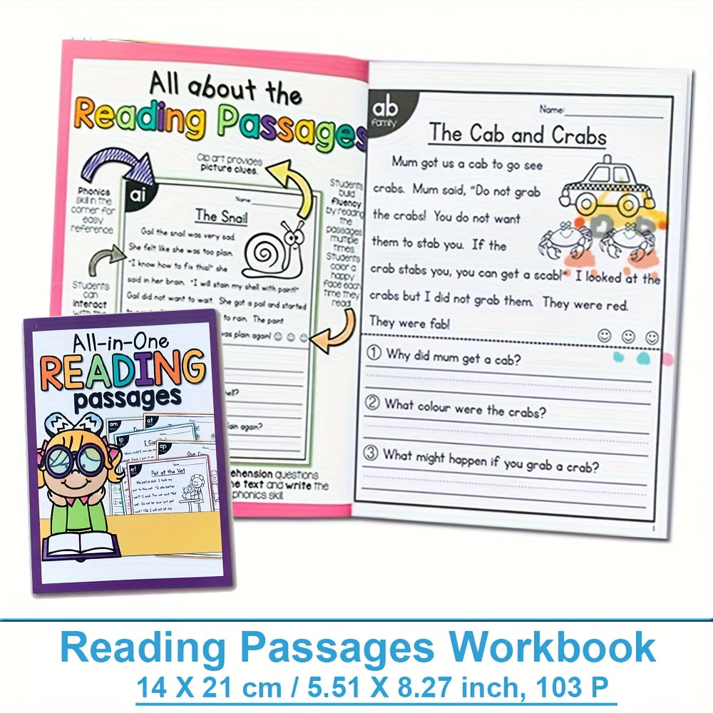 LACHILLY Reading Passages Workbook for Kids - Improve Comprehension