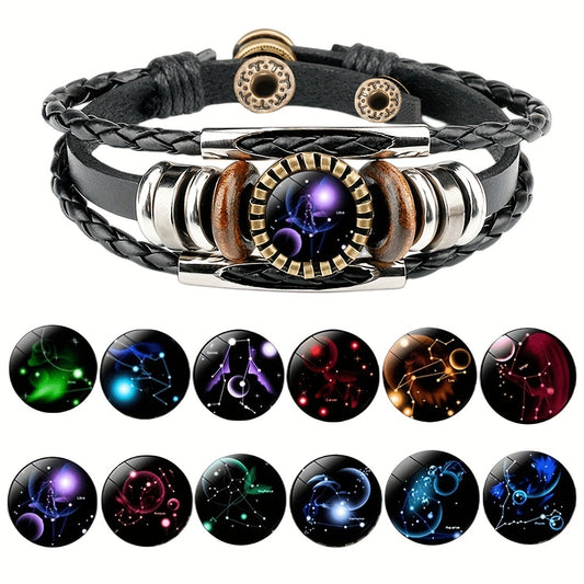 12 Constellation Beaded Leather Bracelets