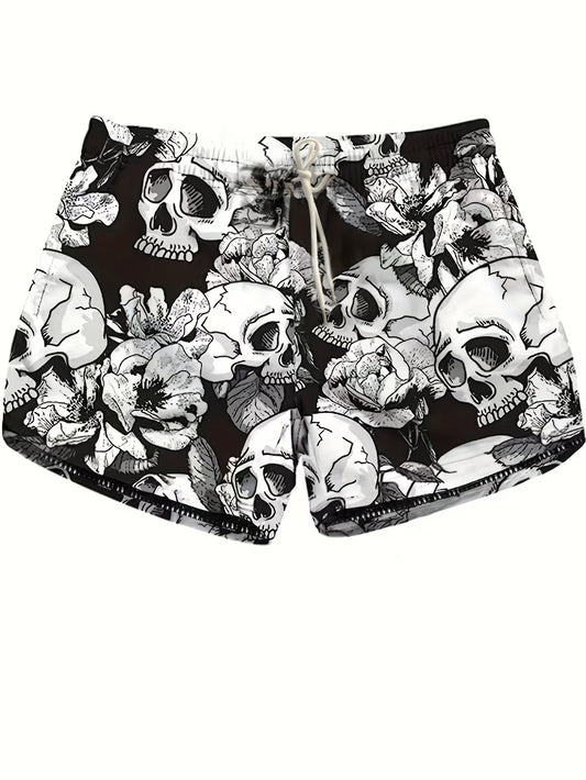  Gothic Skull Print Fitness Shorts