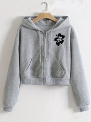 Women's Zip Up Crop Hoodie with Pocket