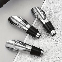 2pcs Wine Pourer And Stopper Set Stainless Steel Wine Aerator Pourer