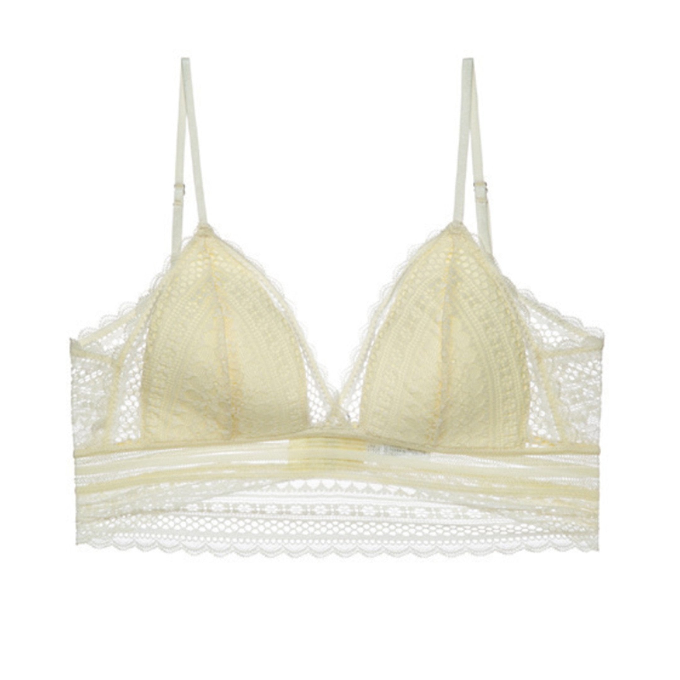 Floral Lace Triangle Bralette Lightweight Wireless Bra