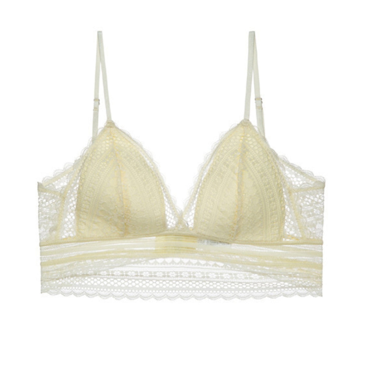 Floral Lace Triangle Bralette Lightweight Wireless Bra