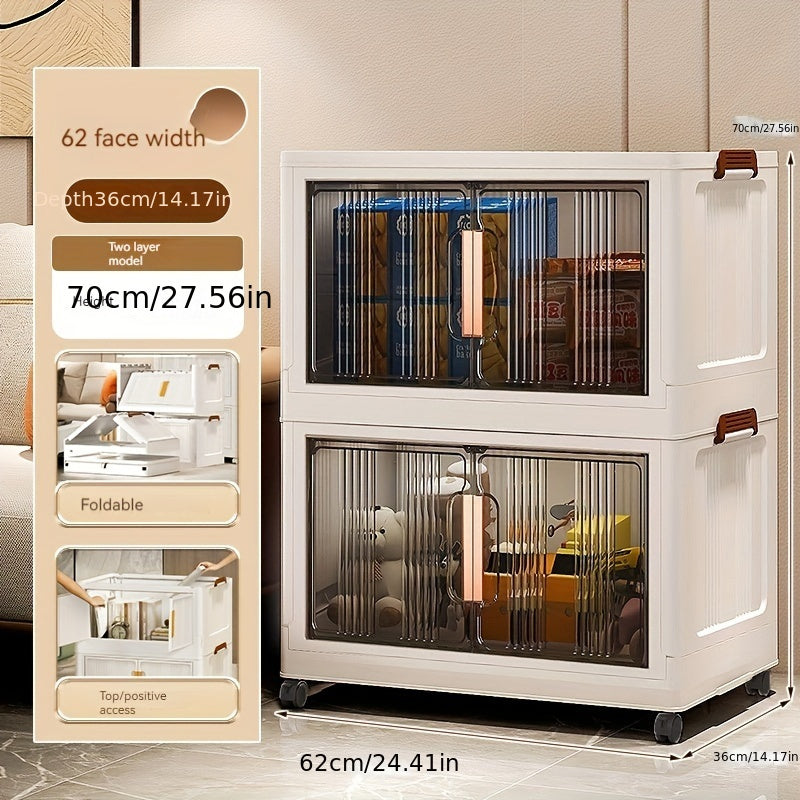 1pc Storage Box With Lid Stackable Plastic Storage Bins