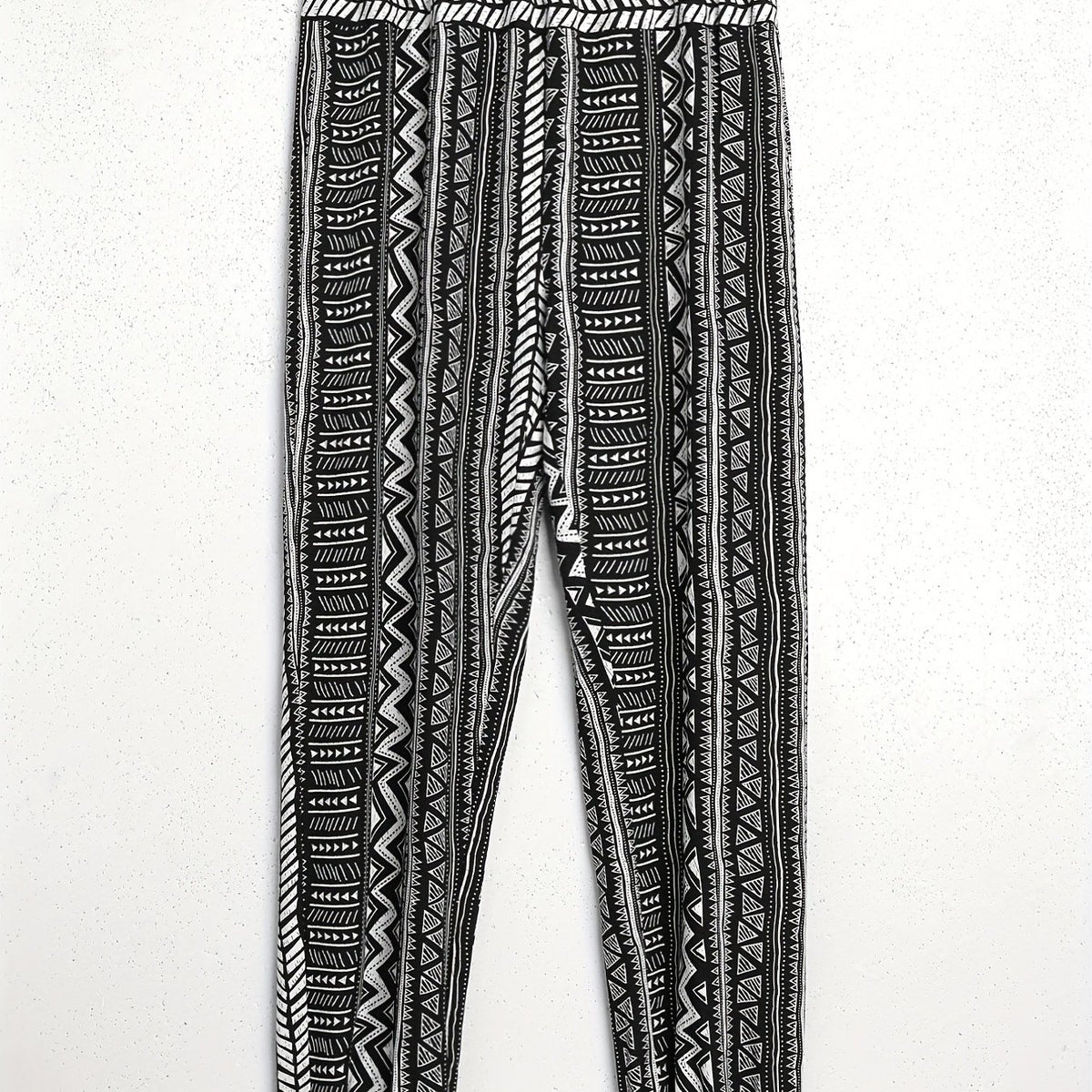 Geometric Print Elastic Waist Pants Casual Loose Pants