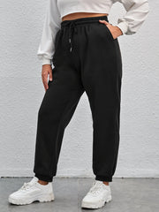  Casual Pants Women's Plus Solid Elastic Drawstring High