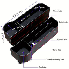 Leather Car Storage Box Seat Slot Holder Cup Mobile Phone Organizer
