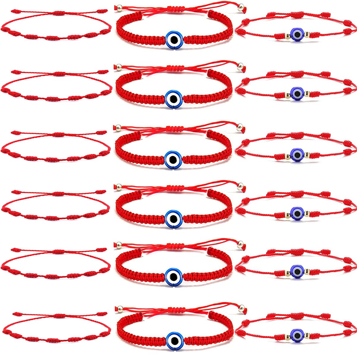 18 Pcs Red Devil Eye Protection Bracelet Adjustable Mexican Bracelet