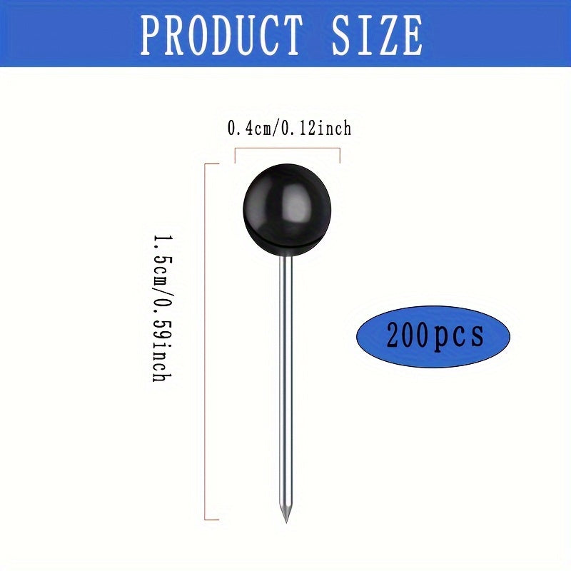 200pcs Small Round Ball Head Decorative Push Pins for Travel Map Art